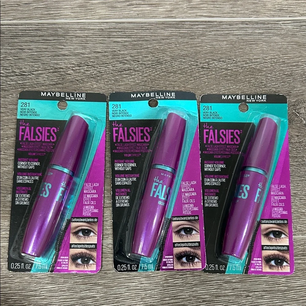 3X Maybelline The Falsies Waterproof Mascara #281 very black